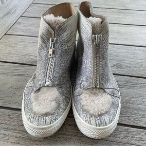 Loeffler Randall Devin Embossed Lizard Skin Leather Sneakers Womens Size 8.5